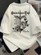 Men's Gothic Eagle T-Shirt – "Savina & Ana Troy" Graphic, Loose Fit, All-Season Comfort
