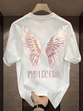 Unisex "Protection" Graphic T-Shirt – Black Wings Design | Relaxed Fit, Casual Summer Tee