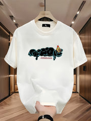 100% Cotton Korean Streetwear Tee – Graffiti Print, Summer Casual
