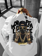 Men's Streetwear T-Shirt – World Peace Sign Graphic, Loose Fit