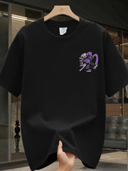 Men’s Heavyweight Cotton T-Shirt – Purple & White Lettering Graphic