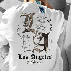Men's LA Streetwear T-Shirt – Bold Back Print, Loose Fit Urban Casual Tee