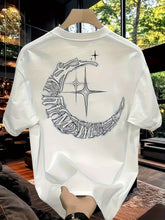 Men’s Heavyweight Pure Cotton Graphic Tee – Crossed Swords & Crescent Moon Design