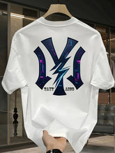 Men'S Heavyweight Cotton Graphic Print T-Shirt - Casual Crew Neck