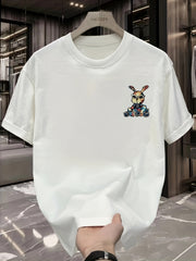 Men's Cotton Graphic T-Shirt – Black Rabbit Design