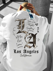 Men's LA Streetwear T-Shirt – Bold Back Print, Loose Fit Urban Casual Tee