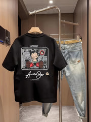 100% Cotton Casual Tee – Men’s Round Neck Summer Print Shirt