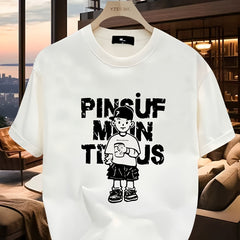 Men’s Cotton Graphic T-Shirt – Bold Letter & Character Print, Summer Fit