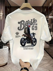 Heavyweight Cotton Graphic T-Shirt – "Be Up" Rider Print, Relaxed Fit