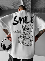 Casual Streetwear Tee – Teddy Bear Print, Lightweight & Breathable