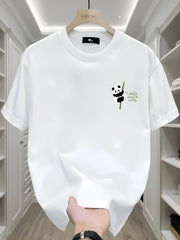 Men's Heavyweight Cotton Panda Graphic T-Shirt – Loose Fit Casual Short Sleeve