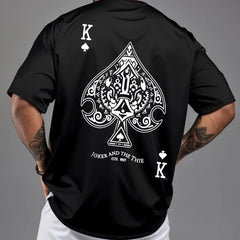 Men's Graphic Tee – 'K' & Ace of Spades Design, Lightweight All-Season Comfort