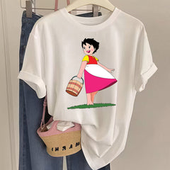 Women's 100% Cotton Summer T-Shirt – Playful Pastoral Print