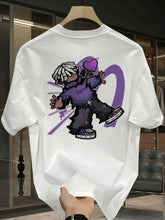 Men’s Heavyweight Cotton T-Shirt – Purple & White Lettering Graphic