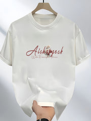 Men's Heavyweight 100% Cotton T-Shirt – Black Hip-Hop Rose & Script Print