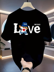Men’s Heavyweight Cotton T-Shirt – Black Retro “LOVE” Graphic