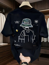 Men's Oversized Cartoon T-Shirt – "NICE" Hat Graphic, Streetwear Style