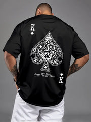 Men's Graphic Tee – 'K' & Ace of Spades Design, Lightweight All-Season Comfort