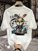 Men's Cotton Graphic T-Shirt – Black Rabbit Design