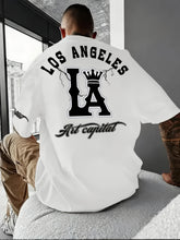 Men's Korean Style T-Shirt – LA Crown Graphic, Loose Fit, Summer Casual Tee