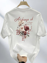 Men's Heavyweight 100% Cotton T-Shirt – Black Hip-Hop Rose & Script Print