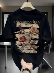 Men's Vintage Rose Graphic T-Shirt – 100% Cotton