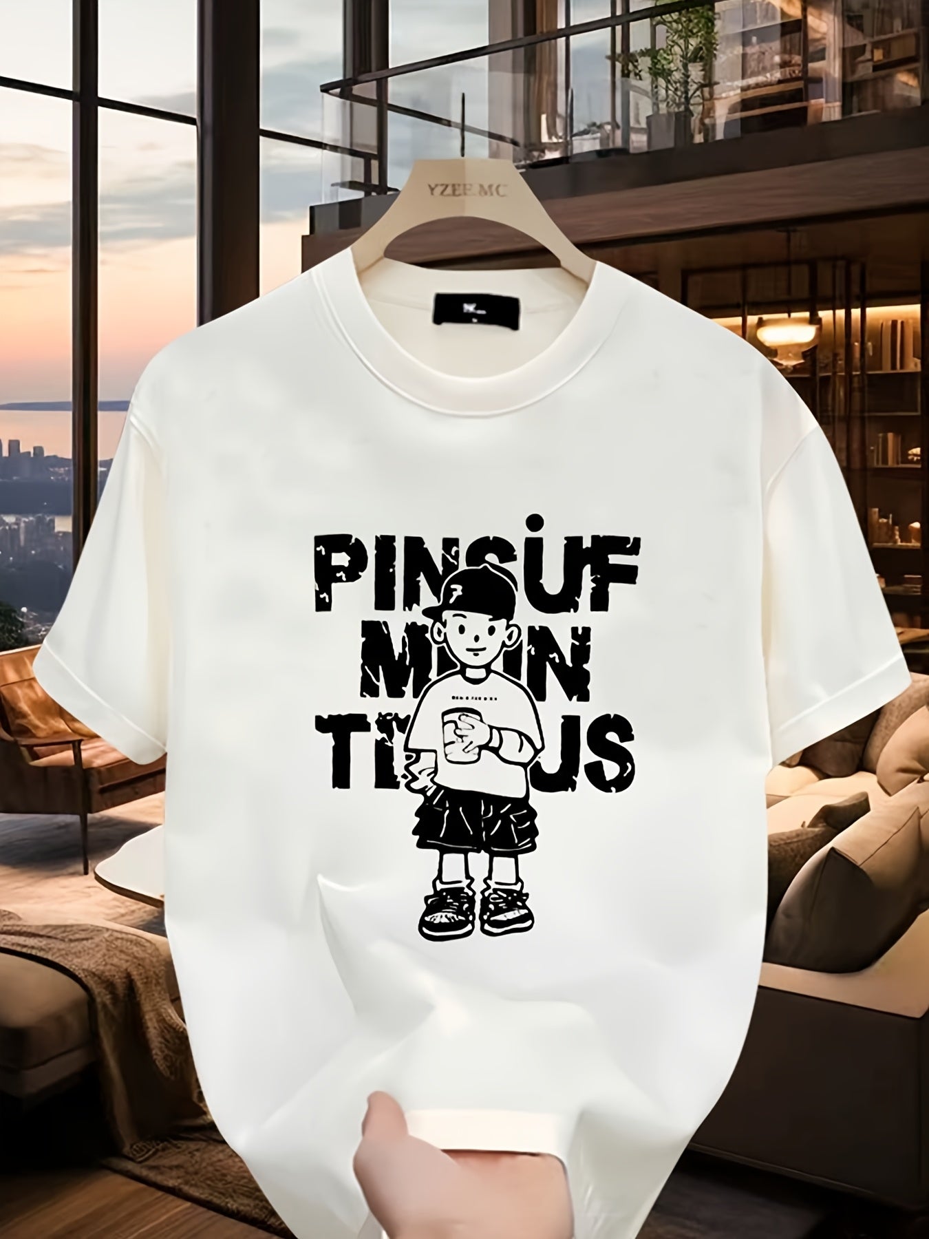 Men’s Cotton Graphic T-Shirt – Bold Letter & Character Print, Summer Fit