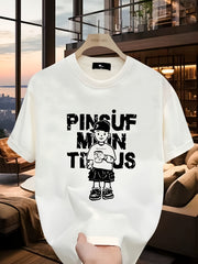 Men’s Cotton Graphic T-Shirt – Bold Letter & Character Print, Summer Fit