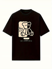 Women's Cartoon Bear Print T-Shirt – Loose Fit Summer Top