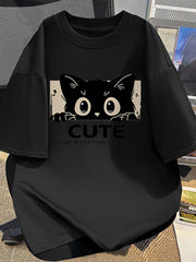 Men's Cute Cat Graphic T-Shirt – 'You Are Better Than Those Who Work' Print