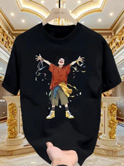 Men’s Heavy Cotton T-Shirt – Cartoon Pattern Street Style