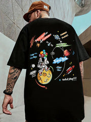 Space Cartoon T-Shirt – Cotton, Loose Fit, Casual Teen Style