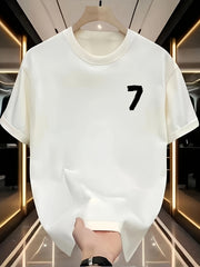 Men's Oversized Heavyweight Cotton T-Shirt – Black with White Number 7 Graphic