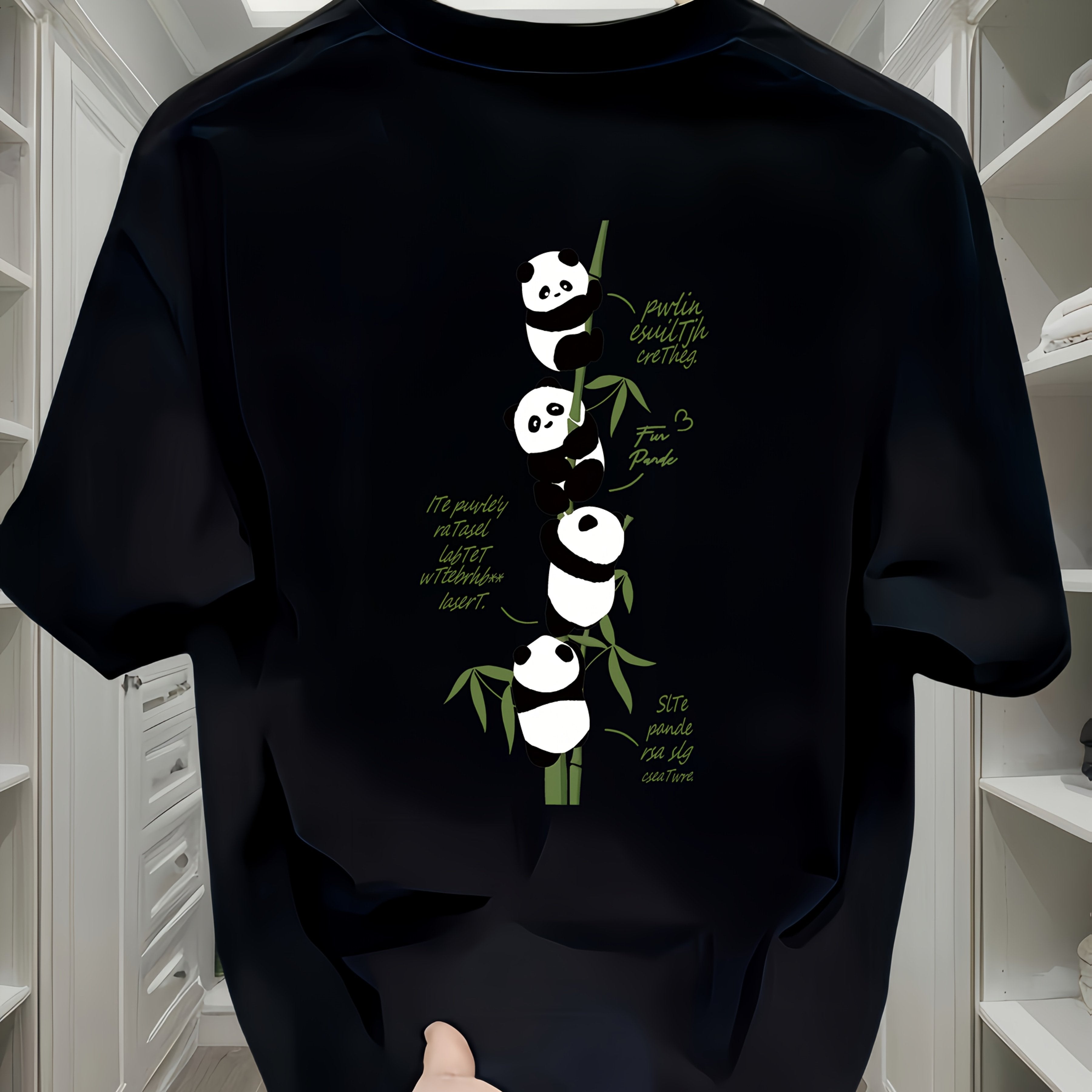 Men's Heavyweight Cotton Panda Graphic T-Shirt – Loose Fit Casual Tee