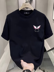 Heavyweight 100% Cotton Men's Oversized Butterfly Graphic Tee – Asymmetrical Hem