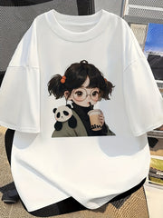 Women's Cute 'I'm a Panda' Cartoon T-Shirt – Loose Fit Casual Tee