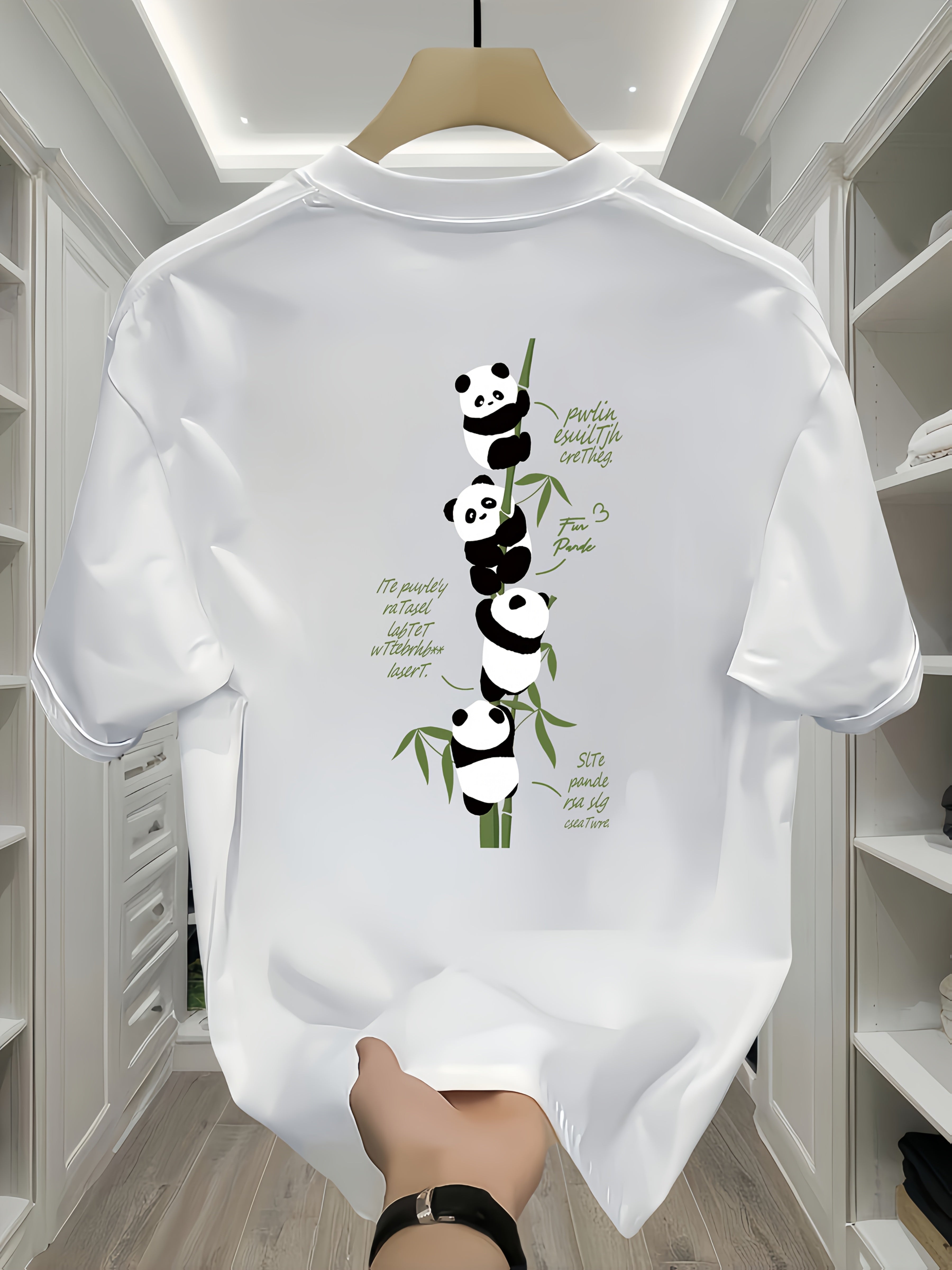 Men's Heavyweight Cotton Panda Graphic T-Shirt – Loose Fit Casual Short Sleeve