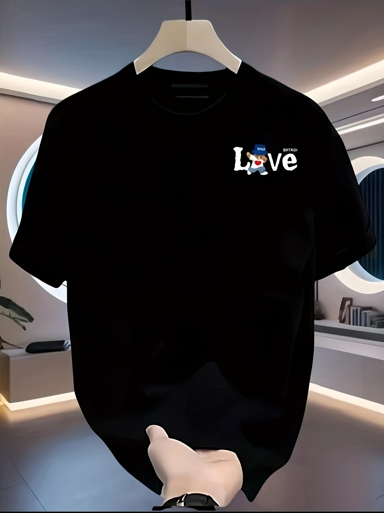 Men’s Heavyweight Cotton T-Shirt – Black Retro “LOVE” Graphic