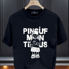 Men’s Cotton Graphic T-Shirt – Bold Letter & Character Print, Summer Fit
