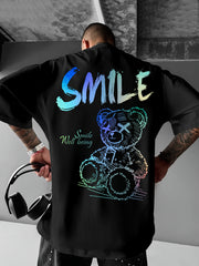Casual Streetwear Tee – Teddy Bear Print, Lightweight & Breathable