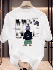 Men's Black Graphic T-Shirt – "NICE" Back Print, Streetwear Style