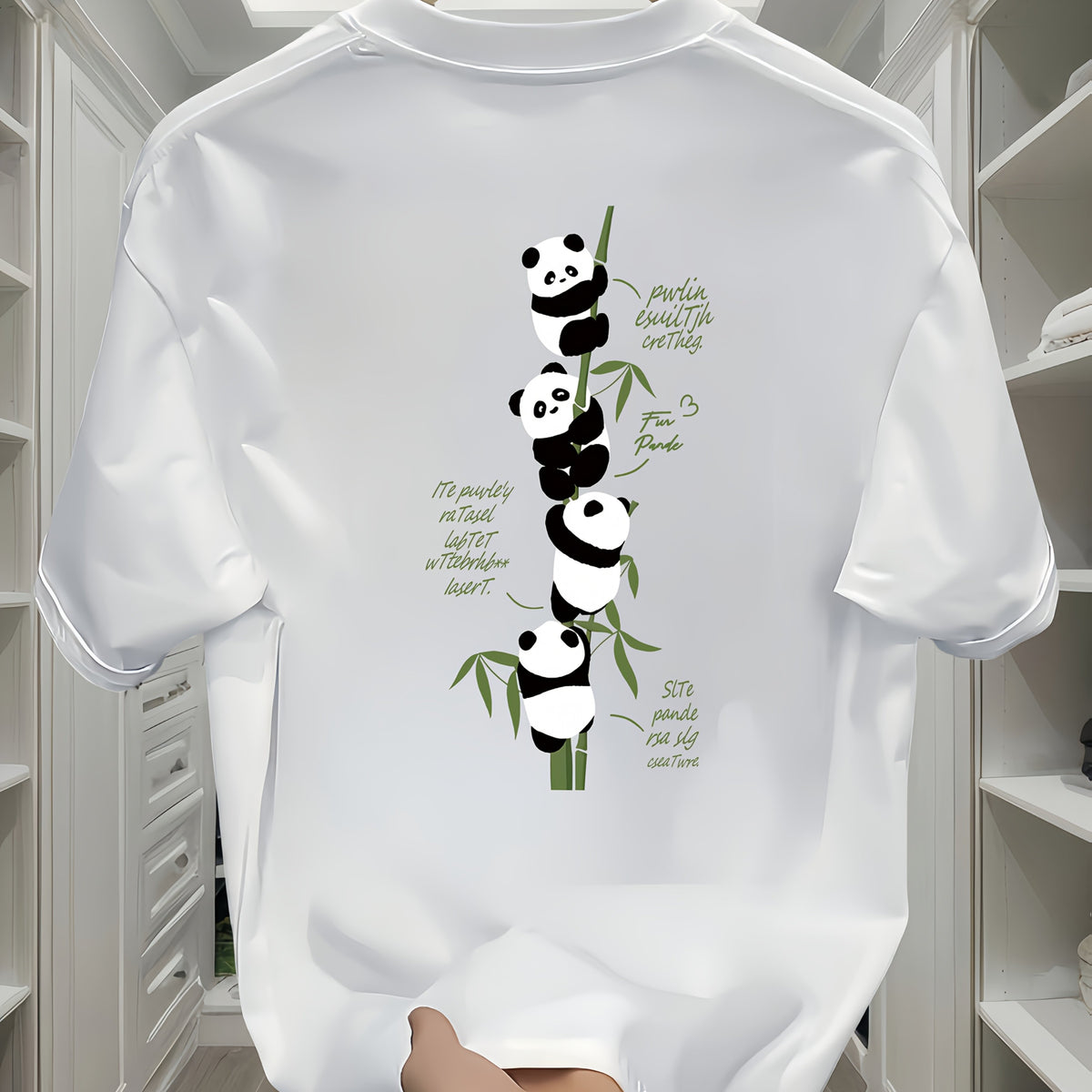 Men's Heavyweight Cotton Panda Graphic T-Shirt – Loose Fit Casual Short Sleeve