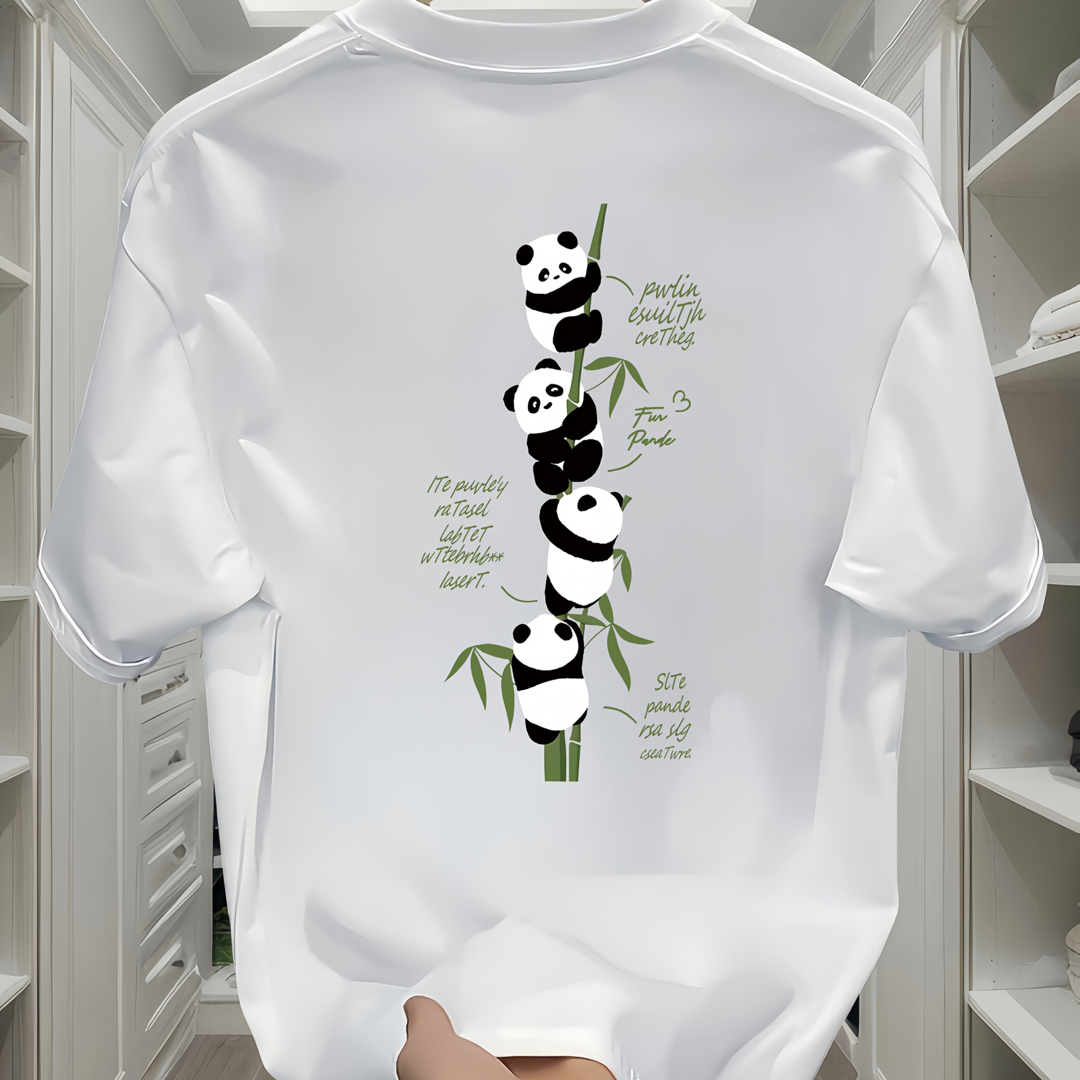 Men's Heavyweight Cotton Panda Graphic T-Shirt – Loose Fit Casual Tee