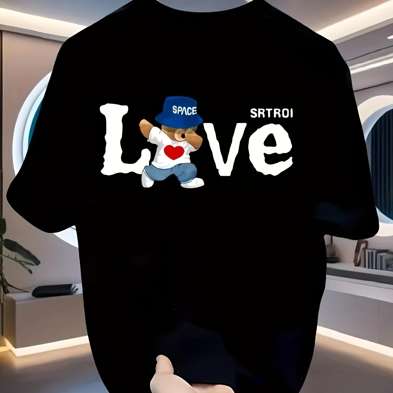 Men’s Heavyweight Cotton T-Shirt – Black Retro “LOVE” Graphic