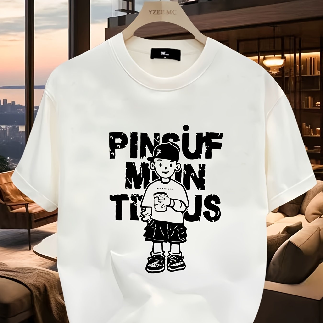Men’s Cotton Graphic T-Shirt – Bold Letter & Character Print, Summer Fit