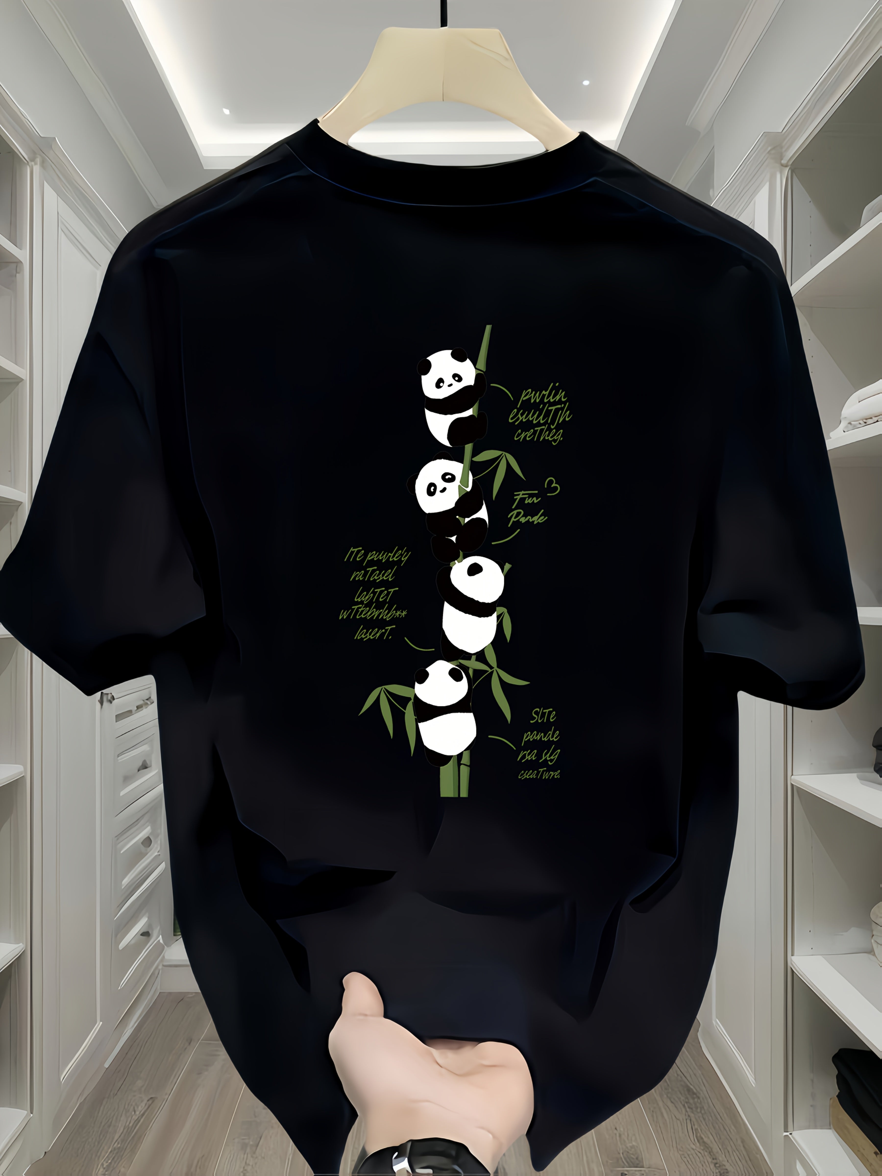Men's Heavyweight Cotton Panda Graphic T-Shirt – Loose Fit Casual Tee