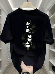 Men's Heavyweight Cotton Panda Graphic T-Shirt – Loose Fit Casual Short Sleeve