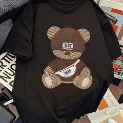 Men's Relaxed Fit Cotton Teddy Bear Graphic T-Shirt – Summer Streetwear Tee