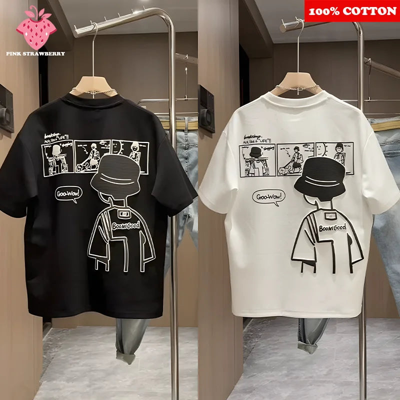 T-shirt Men's Summer 2025 New 100% Cotton Personalized Print T-shirt