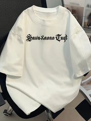 Men's Gothic Eagle T-Shirt – "Savina & Ana Troy" Graphic, Loose Fit, All-Season Comfort